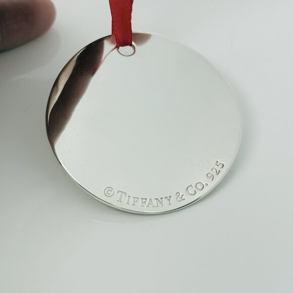 Tiffany Merry Christmas Round Wavy Holiday Ornament in Sterling Silver - Picture 6 of 6